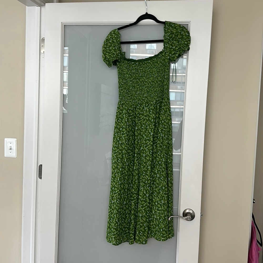 Reformation green floral midi dress medium
